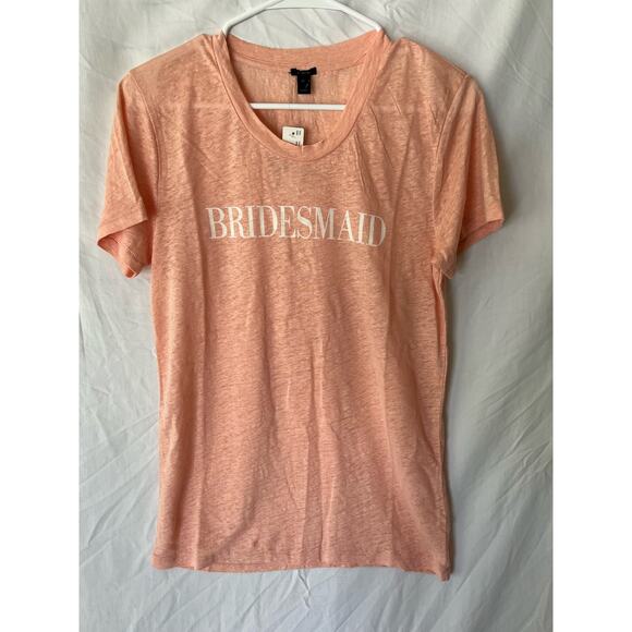 J Crew 100% Linen Bridesmaid Graphic T-shirt new wedding bachelorette sz Medium - Picture 1 of 6